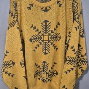 Yellow Patterned Crewneck Sweater